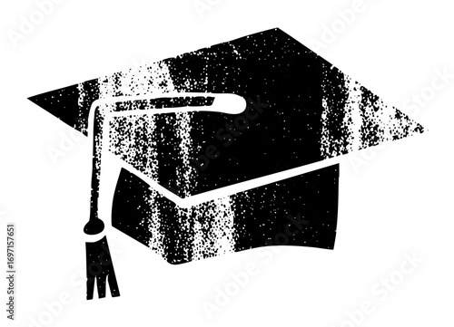 Vector Monochrome graduation cap with tassel.