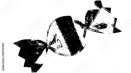 Vector Black and white of a wrapped confection with bows.