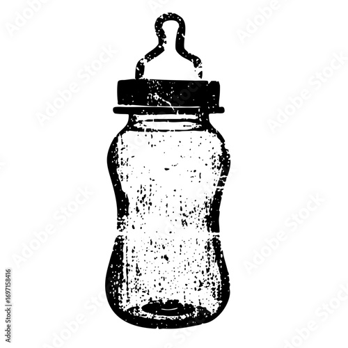 Vector Black silhouette of a baby bottle .