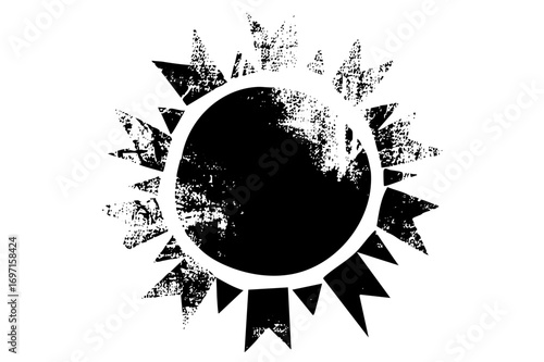 Vector Abstract sunburst with jagged rays and central void.