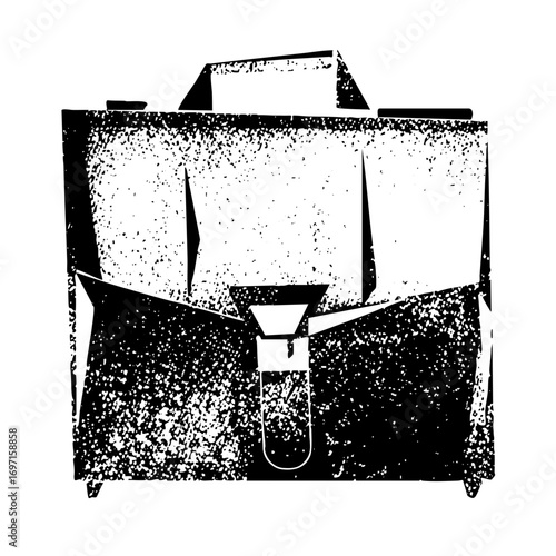 Vector Stylized briefcase with textured details.