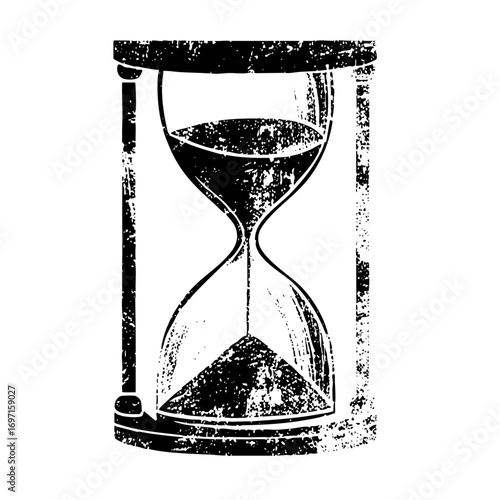 Vector Vintage hourglass with flowing sand.
