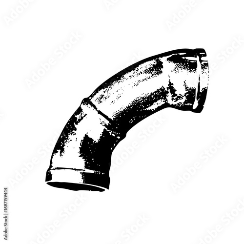 Vector Industrial pipe elbow with textured finish.