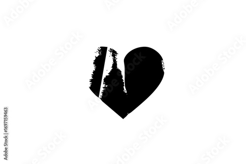 Vector Broken heart with distressed texture.