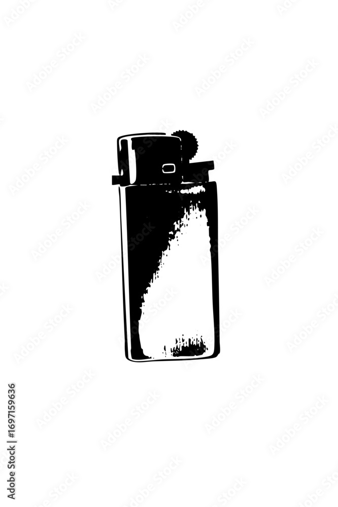 Fototapeta premium Vector Black and white of a classic lighter.