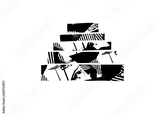 Vector Abstract stacked blocks create a dynamic geometric composition.