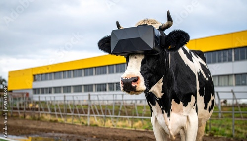 Curious Cow Explores Virtual Reality A Whimsical Glimpse into the Future of Agriculture