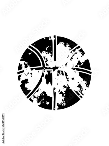 Vector Distressed basketball with dynamic lines.