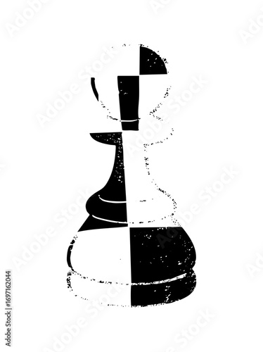 Vector Abstract chess king with contrasting halves