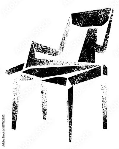 Vector Abstract chair with distressed texture.