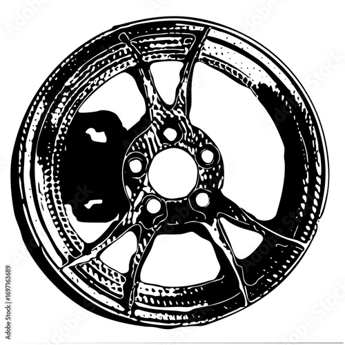 Vector Detailed automotive wheel with spoke .