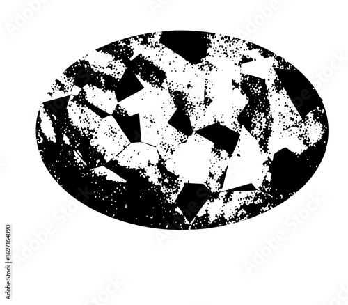 Vector Abstract fractured oval with geometric shapes.