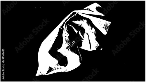 Vector Hooded figure silhouette showcases mystery and intrigue.