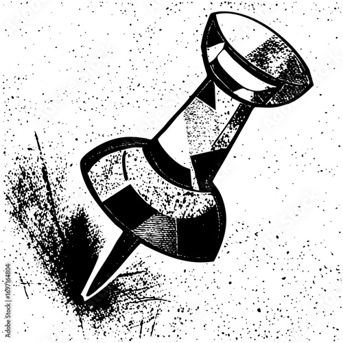 Vector Detailed of a metallic pushpin with a textured .