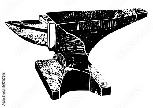 Vector Detailed black and white of a blacksmiths anvil.