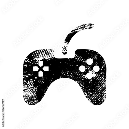 Vector Distressed black gamepad with a vintage aesthetic.
