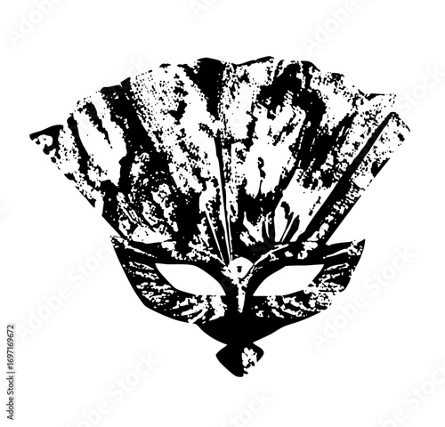 Vector Intricate Venetian mask with stylized feather details.