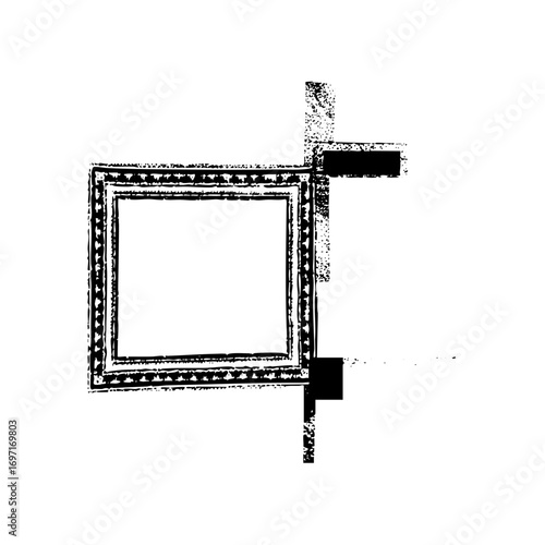 Vector Geometric frame with decorative border and connecting rectangle.