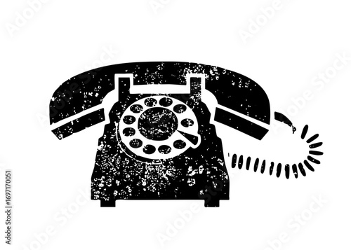 Vector Vintage rotary telephone with coiled cord.