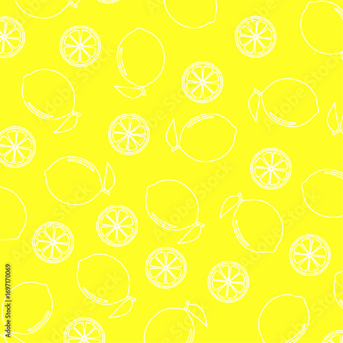 Lemon pattern with slices in a hand-drawn style. Minimalist lemon slice pattern in an outline style. Perfect for fabric design, wrapping paper, and backgrounds