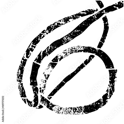 Vector Grunge circle slash with distressed texture.