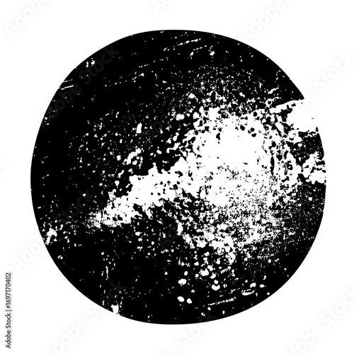 Vector Abstract splatter within a circular frame.