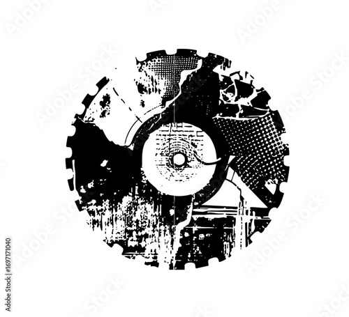 Vector Abstract mechanical wheel with saw blade .