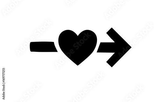 Vector Black Heart and Arrow Represents Love and Direction
