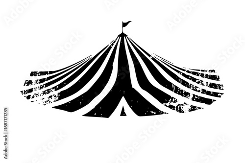 Vector Striking black circus tent with a flag atop.
