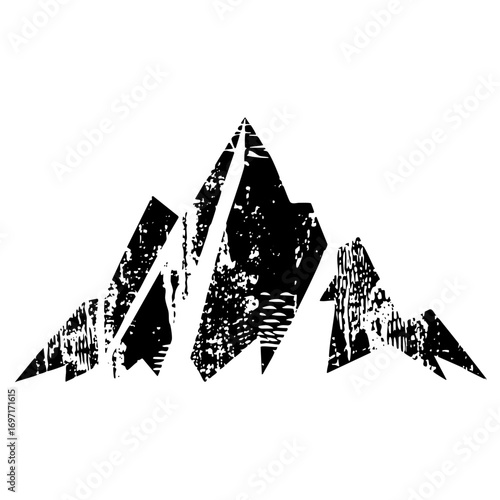 Vector Dramatic mountain range with a distressed texture.