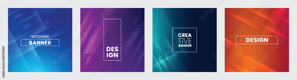 custom made wallpaper toronto digitalModern abstract banner set. Colorful geometric background template design for internet and social network post, cover design of business flyer, catalog, poster and magazine in vector illustration.