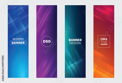 Set of modern abstract web vertical banners.
