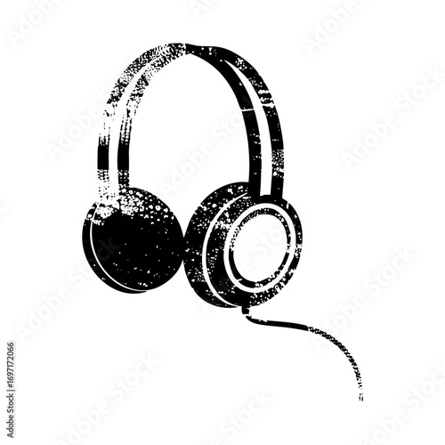Vector Distressed black headphones with .