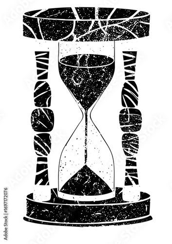 Vector Detailed hourglass with flowing sand and textured .