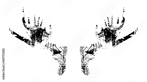 Vector Symmetrical deer antlers with a textured style.