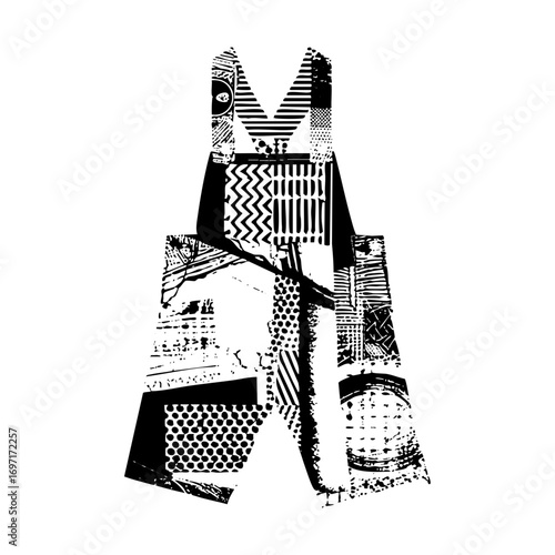 Vector Abstract figure composed of patterned vector shapes.