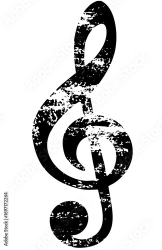 Vector Distressed Treble Clef