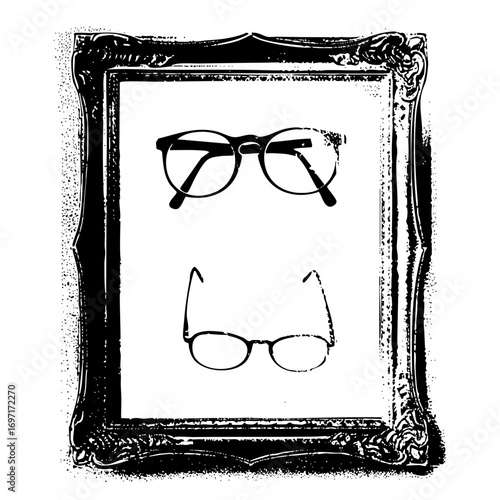 Vector Decorative frame showcases two pairs of spectacles.