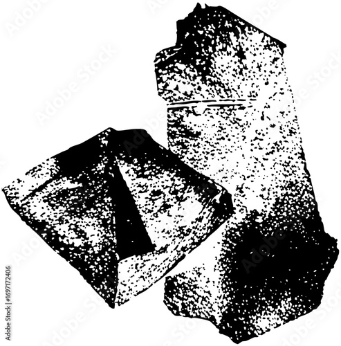 Vector Geometric stone fragments with textured surfaces.