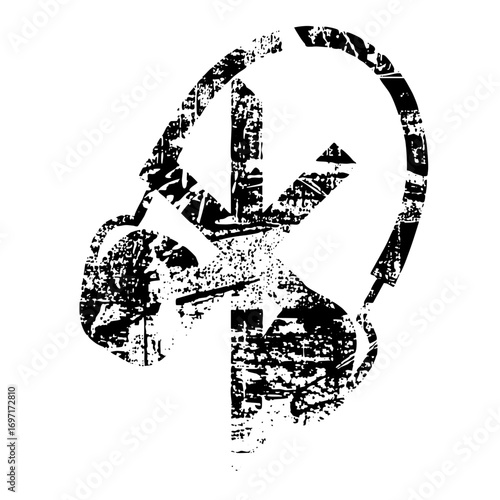 Vector Distressed peace symbol with a grunge texture.
