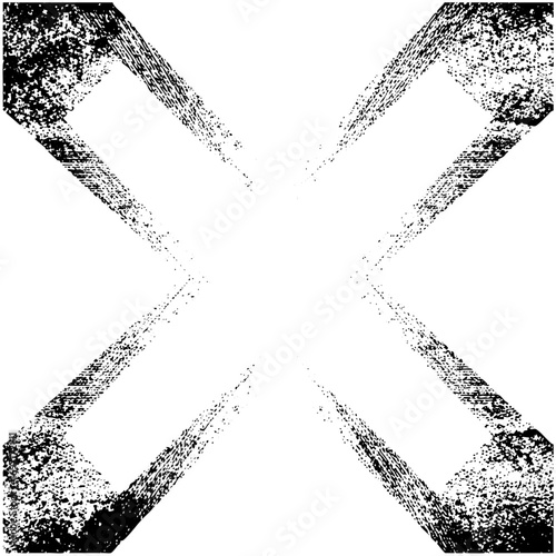 Vector Distressed cross mark with textured lines.