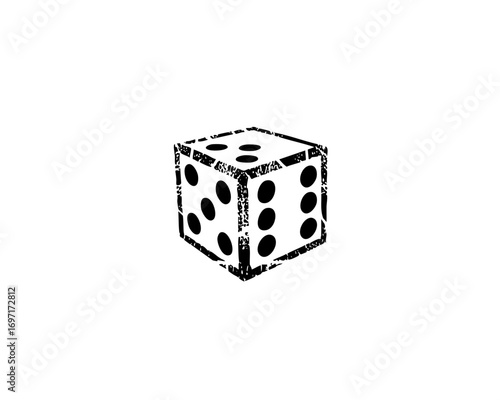 Vector Black outline of a die with visible dots
