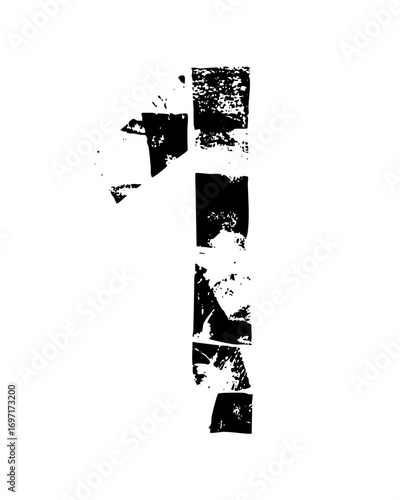 Vector Abstract number one typographic with distressed texture.