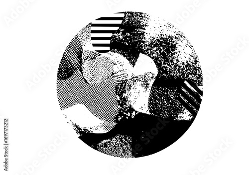 Vector Abstract portrait with geometric shapes and halftone .