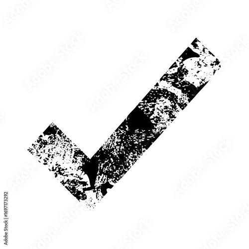 Vector Distressed check mark represents completion and validation.