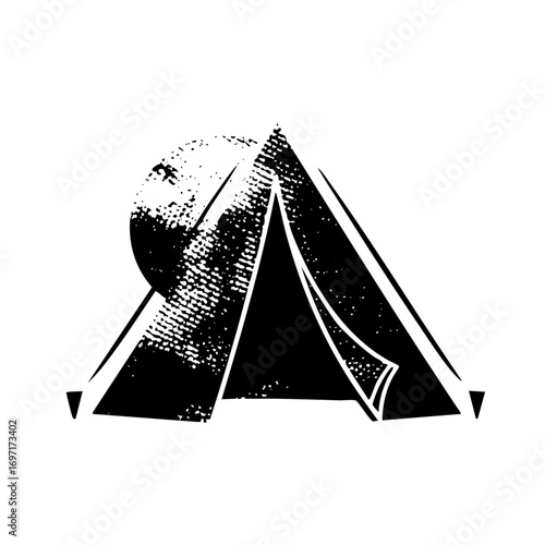 Vector Stylized tent with a celestial sphere .