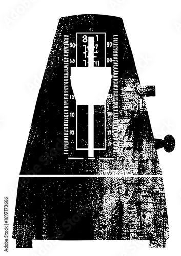 Vector Detailed metronome with tempo markings and pendulum.