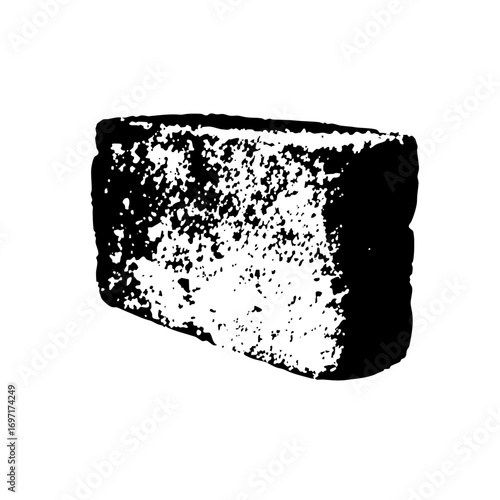 Vector Detailed of a porous stone block with textured edges.