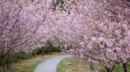 Poster encadré  Romantic spring day of Cherry Blossom Avenue  © fast high definition