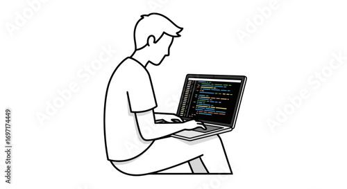Minimalist Programmer Illustration for Educational Tech Blogs, Coding Tutorials, and Software Development Guides, Designed for Clarity and Engagement